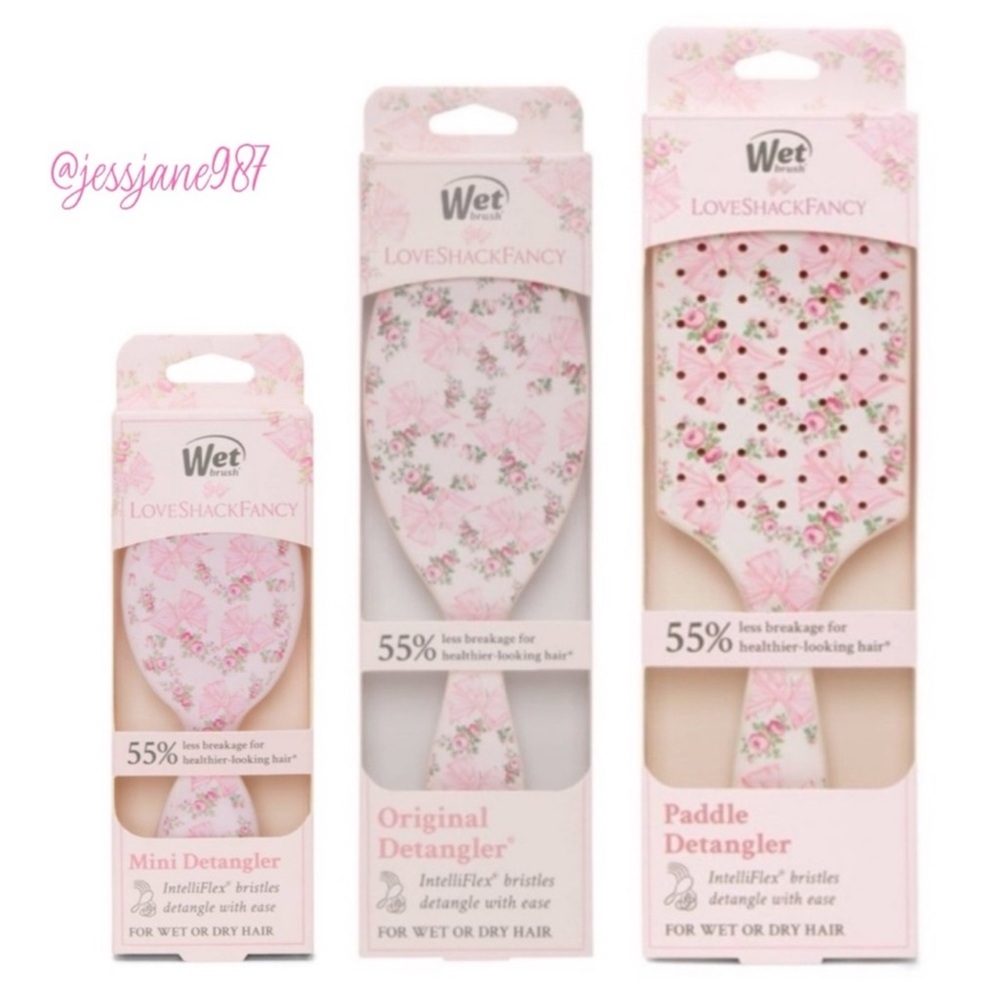 Set of 3 LoveShackFancy X Wet Brush Pink Brushes Rosa Beaux - Picture 1 of 3